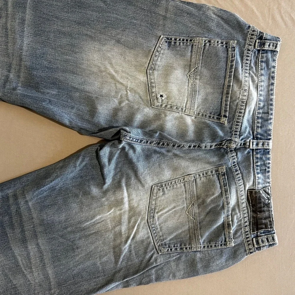 Rock & Roll Cowboy Pistol Jeans Mens 36x30 Blue Good Distressed Straight Leg
